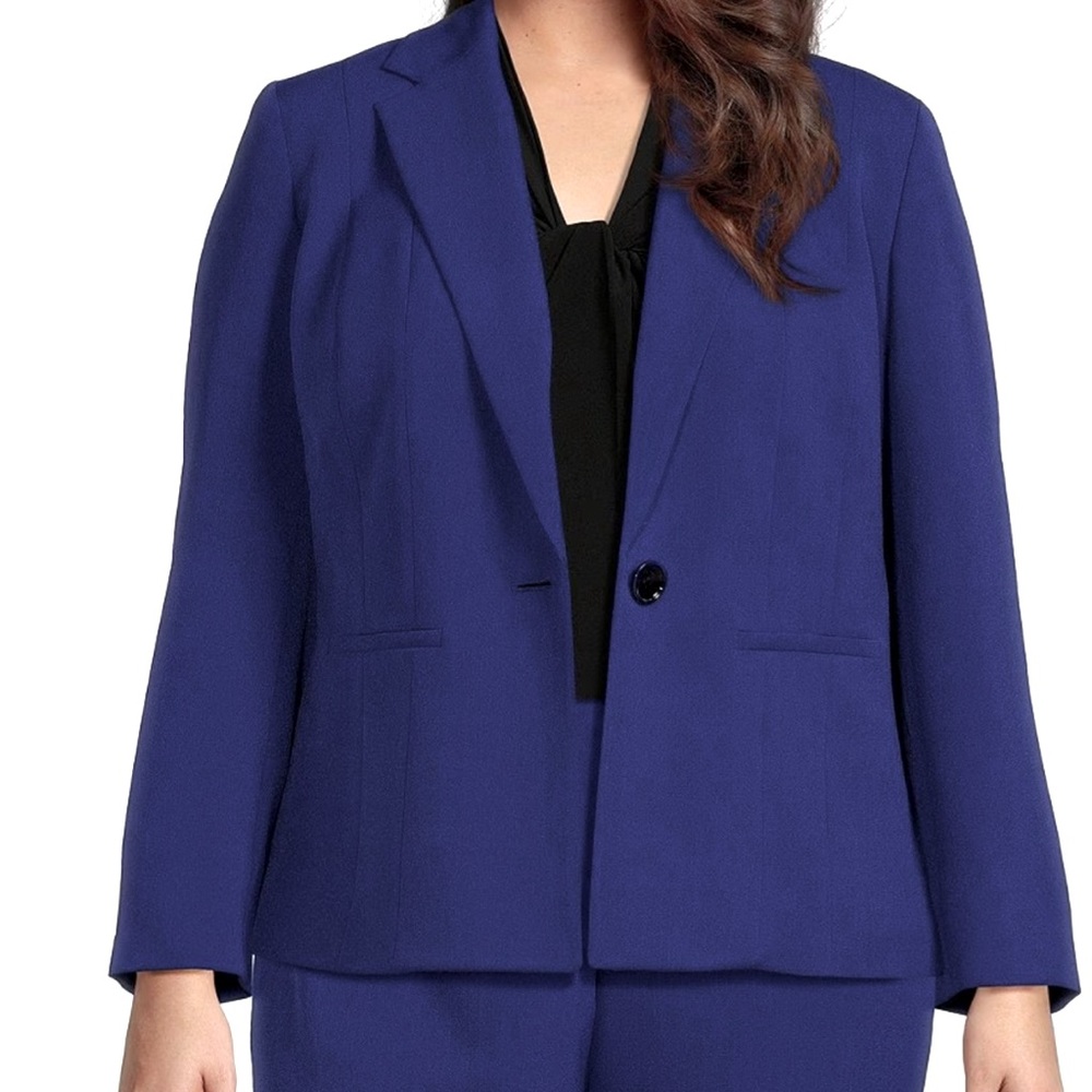 Kasper Plus Size Women’s Collared One-Button Blazer Size 22W - Navy